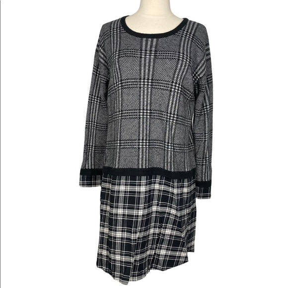 SOFT JOIE Black & White Mixed Media Dinay Sweater Dress Size Medium - Picture 2 of 6